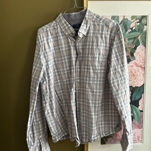 George Men's Light Gray Plaid Button Down Shirt